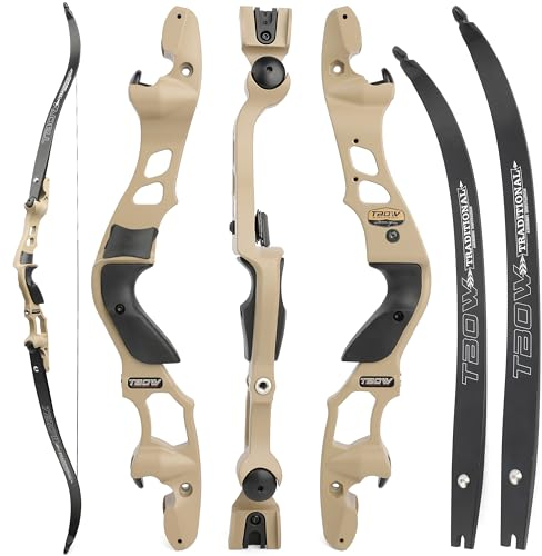 ILF Recurve Bogen für Erwachsene Jugend Jagd 30-60Lbs 62 Takedown Recurvebogen Rechtshänder Recurvebogen Gordon Bogen Gliedmaßen CNC-Bearbeitung (Wüstengrau, 40LBS)