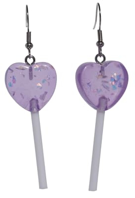 LeahMaria herzförmige Lutscher Süßigkeiten baumeln Ohrring (Purple)