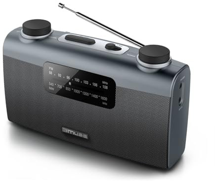 Bmi Radio Portable Muse M-058-R - Coloris Noir - Antenne FM pivotante - Volume Marche/Arrêt Rotatif - Poignée de Transport