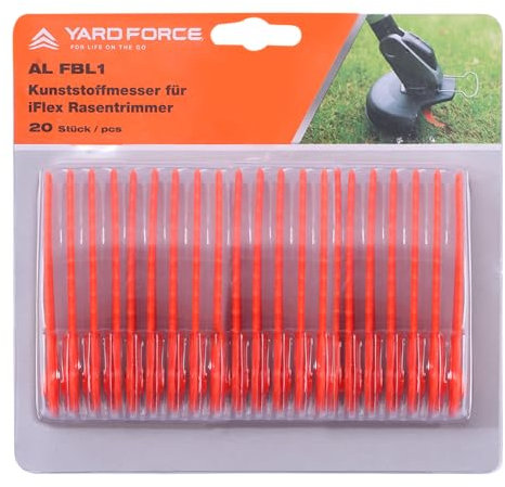 Yard Force iFlex AL FBL1-Lot de 20 lames de coupe en plastique de rechange 12 V pour coupe-bordure LT F23