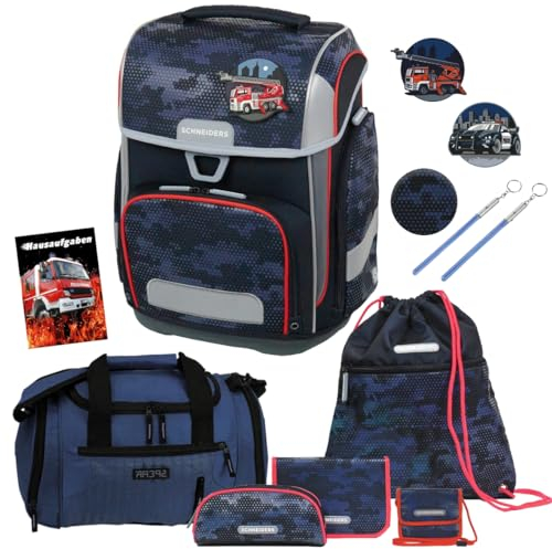Generisch Schneiders Ergolite Schulranzen-Set für Jungen (12 TLG. mit Sporttasche und Brustbeutel, Dusk Force)