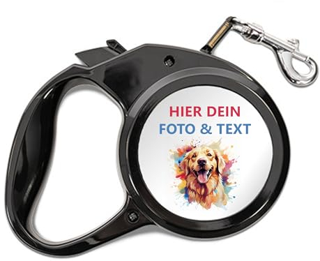 Kiwistar - Hundeleine - 200x20mm - selbst gestalten mit Foto & Wunschtext - individuell Bedruckt - personalisierte Geschenkidee - Leine mit bis 3m länge - für Hunde bis 25 kg