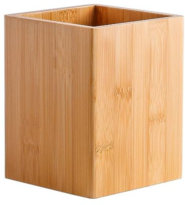 Joyramic Kitchen Utensil Holder, Large Wooden Bamboo Cooking Utensil Holder (W13.5cm*H17.8CM) Modern Utensil Crocks for Kitchen Counter-Farmhouse (17.8 cm)