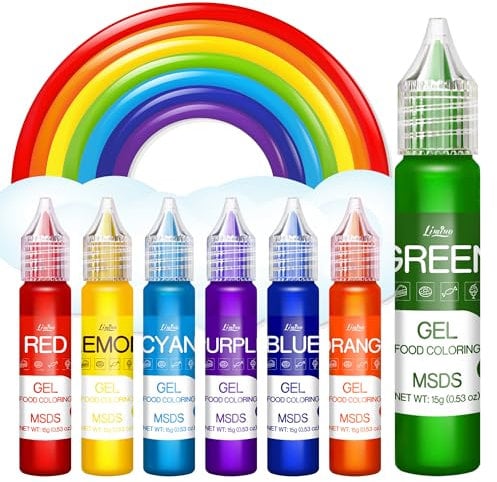 Gel Food Coloring - Rainbow Edible Gel Food Color Dye for Baking, Cake Decorating, Royal Icing, Cookie, Fondant, Macaron - 7 x 15g Food Grade Concentrated Food Coloring Gel for Drinks, DIY Crafts