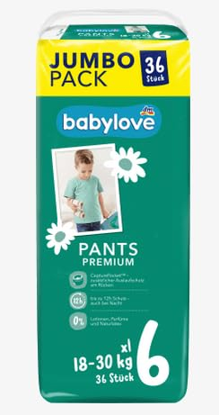 babylove Baby Pants Premium Gr. 6, XL (18-30 kg), Jumbo Pack, 36 Stück