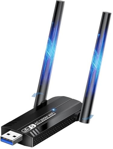KiWiBiRD Chiavetta USB WiFi per PC fisso, chiavetta internet, antenna WiFi USB, AC1300 pennetta ricevitore adattatore 1300Mbps 5GHz 2.4G Hz compatibile con PC portatile gaming Windows 11/10
