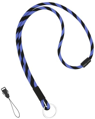 OFFCUP Cordon Tour de Cou, Porte-clés Lanière, 1PCS Nylon Lanières Porte Badge avec Boucle de Sécurité et Porte-clés, Cordon Tour de Cou Amovible pour Clés Téléphone Appareils Photo (Bleu)