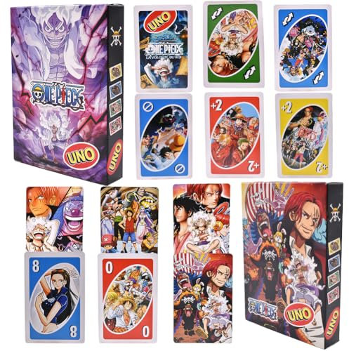 FYDZBSL One-Piece Juego de Cartas 2 Cajas Juego de Mesa Familiar 112 Tarjetas Juguete Regalo Cumpleaños para Niños de 7+ Años y Adultos Coleccionables de Anime