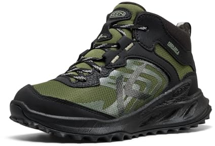 KEEN Unisex-Kinder Zionic Mid Height Waterproof All Terrain Easy on Wanderstiefel, Schwarz/Bronzegrün, 36 EU