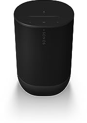 Sonos Move 2 | Wireless Portable Speaker with WiFi, Bluetooth, compatible with Amazon Alexa, 24-Hour Battery Life, Wireless Charging Base - Black (Renewed)