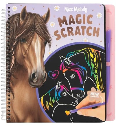 Depesche 13267 Miss Melody - Magic Scratch Book, Kratz-Buch mit coolen Pferde Motiven zum Kratzen, mit buntem Farbverlauf