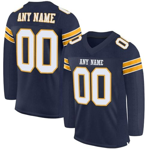 Generisch Personalisiert American Football Trikot Individuelles Name Nummer Spieltrikots Rugby Trikots Damen Herren Junge Mädchen Kinder Oberteil Atmungsaktiv Langarm T-Shirts 2025 16