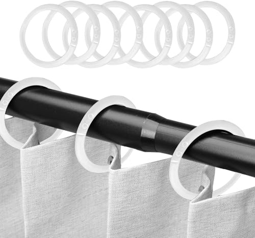 Anelli per Tende,100 Pezzi Aprire Anelli Gancio Tenda Diametro Interno 40MM Tenda da Doccia Anelli Tende Tondi PVC Tira Senza Intoppi,per Clip in Metallo per Tende E Aste per Tend (Bianco)