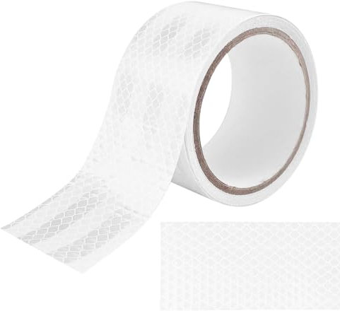 Bosmsaslad Nastro Catarifrangente Adesivo, 5 cm x10 m Impermeabile Nastro Riflettente Adesivo, Autoadesivo Ad Alta Intensità per Veicoli, Bianco Stradali Sicurezza Warning Strisce Catarifrangenti
