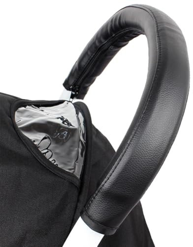 Colata manubrio passeggino - Copertura protettiva in pelle PU nera, manico rimovibile antipolvere universale | Copre passeggini passeggino elastico Cust a vista impermeabile accessorio compatibl