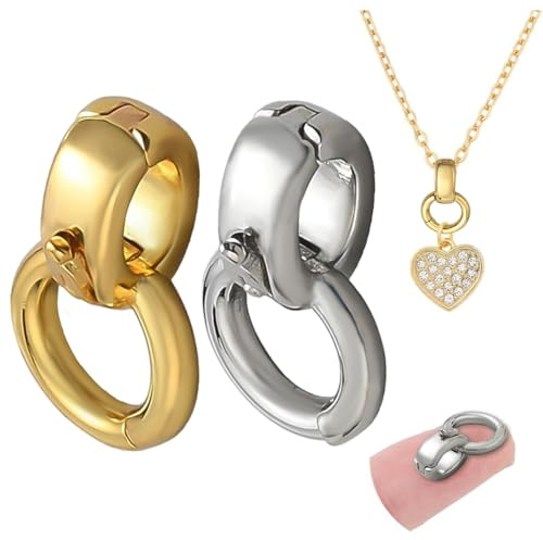 NBEADS 2 Stk. 2 Farben 925 Sterling Silber Ring Bail Clasps Verbinder, Double Bail Falten Sie über Twister Clasps für Halskette DIY-Schmuck machen Zubehör, 15x8x6mm