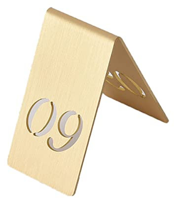 ZONSHJDKR Reserved seating signs Cutout Vertical Brass Number Plate, 40X65Mm Wbirthday Banquets Restaurant Bars Chotel Reserved Table Signs/Number 3(Number 9)