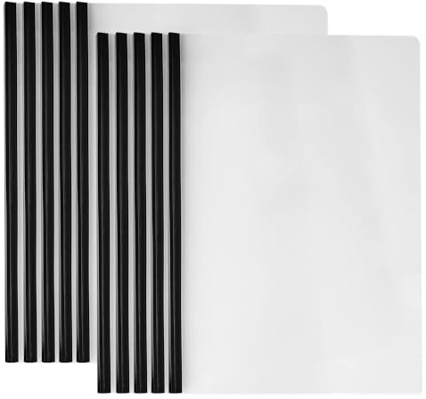 10PCS A4 Report Covers with Sliding Bar, Plastic Sliding Bar Binder Cover, Transparent Slide Binder File Folder for School Office Documents Classification, Black