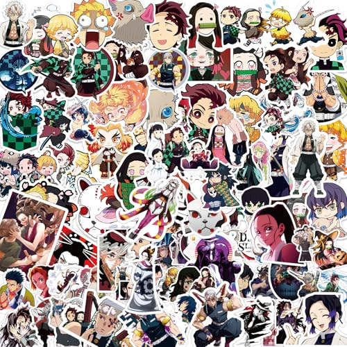 100Pcs Ghost Slayer Stickers, Anime Stickers for Boys Girls, Stickers for Kids Party Bags Filler, Waterproof Vinyl Stickers for Laptop, Skateboard, Scrapbooking, Bedrooms