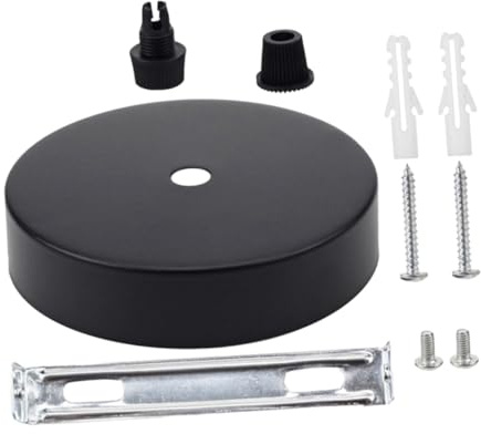 iplusmile Kit de Plafond Rond Fer Noir pour Luminaire Plaque de Fixation Légère DIY pour Suspension Intérieure