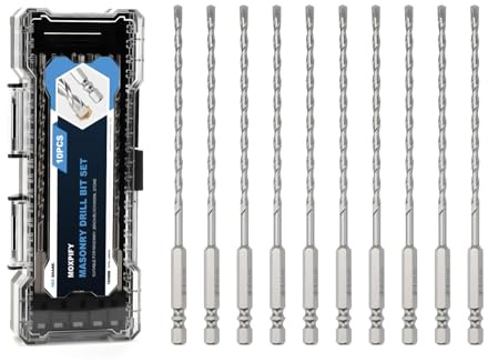 MOXPIFY 10pcs Concrete Drill Bits, 4mm x 150mm Masonry Drill Bit Set for Impact Drill/Driver, Hex Shank