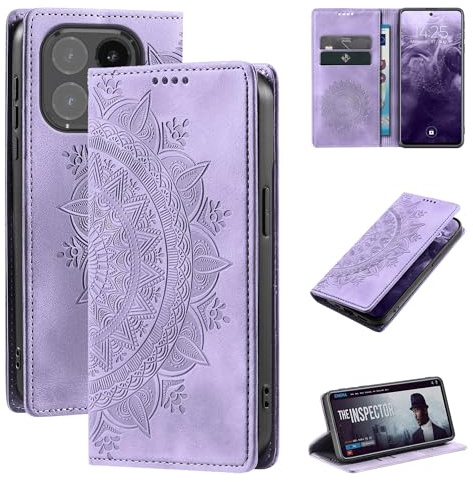 LBH Handyhülle für Xiaomi 15T Mandala Klapphülle RFID Schutz Kartenfächer Geldfach Design Cover Case Flipcase Violett