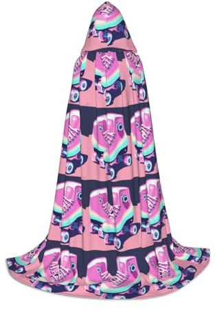 HUIopq Retro-Rollschuh-Druck, Kapuzenumhang, Cosplay-Kostüm, Festival, Karneval, Familienurlaub, Outdoor-Abenteuer