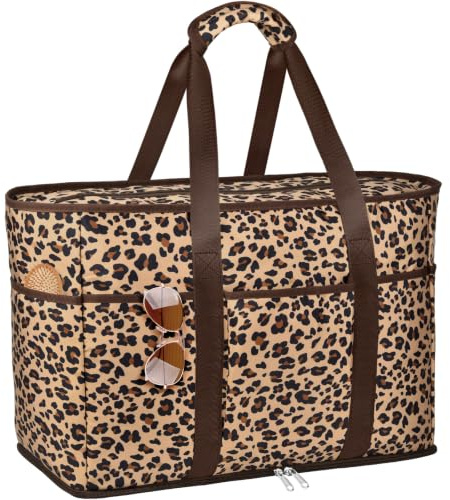 Tasche Damen Große Strandtasche XXL Familie Shopper Handtasch Tote Bag | Groß Badetasche mit Reißverschluss, Wasserdicht Vielseitige Saunatasche für Pendeln Einkaufen Reisen 45L