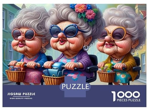 Grandmother Scooter Street Jigsaw Puzzle, 1000 Pcs For Adults