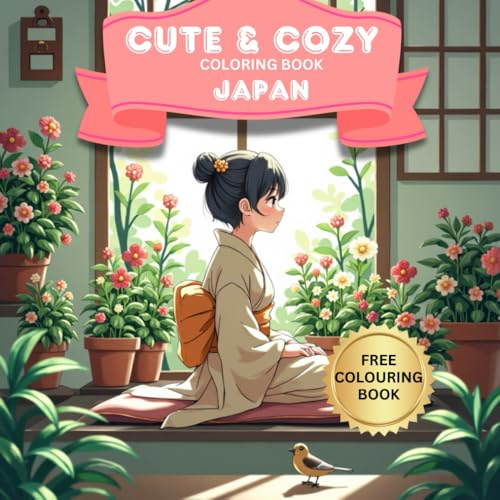 Cute & Cozy Japan Coloring Book: Relaxing Japanese-Themed Pages with Fuzzy Animals, Food, and Culture for Adults and Teens