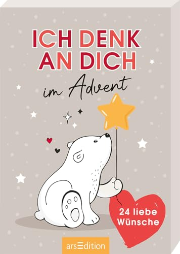 Ich denk an dich im Advent: 24 liebe Wünsche | Adventskalender-Box in niedlichem Design (Eisbär), für Erwachsene