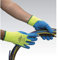 Polyco 901-MAT Latex Hi-Viz Palm-side Coated Gloves, Yellow/Blue, 7 Size