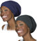 Ensemble de 2 bonnets de nuit doublés de satin pour femmes à cheveux bouclés, extérieur 100 % viscose de bambou, pour filles, bleu/gris, Taille unique