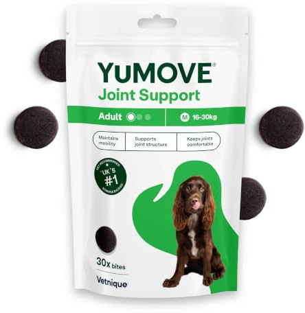 YuMOVE Joint Supplement for Dogs, ONE-A-DAY for Joint Care, Essential Dog Hip and Joint Aid for Stiff Medium Dogs with Glucosamine, Chondroitin, Green Lipped Mussel, 30 Chews - 1 Month supply