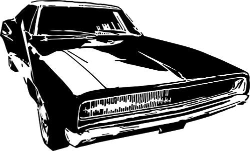 Wandtattoo: Muscle Car, American Car - Fahrzeuge // Farb- und Größenwahl (Schwarz - 740 mm x 450 mm)