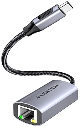LENTION Adaptador USB C a Ethernet, Convertidor RJ45 a Tipo C, Red Gigabit 1000M LAN Cableada, para 2024-2016 MacBook Pro 13/14/15/16, Nuevo Mac Air/iPad Pro/Surface, etc (CU604, Gris)