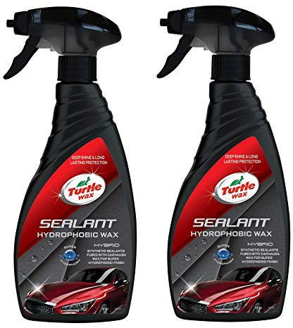 Turtle Wax Seal & Shine Spray Wax Sealant - 500ml x 2 Pro Valeting & Detailing Car Care - Hydrophobic Synthetic Sealants with Carnauba Wax - High Gloss Mirror Shine, Streak-Free, Protection