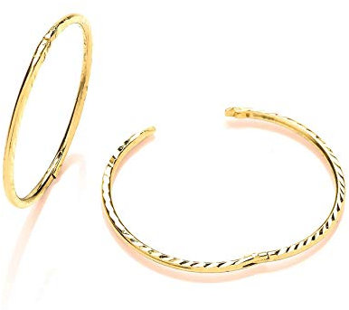 16MM 9ct Yellow Gold Diamond Cut Hinged Sleeper Hoop Earrings for Women - 9ct Yellow Gold