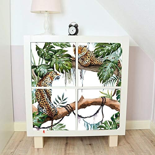 Alwayspon IKEA KE Expedit Kallax Möbelaufkleber für Regal, Bücherregal, Kommode, Aufkleber für Möbeldekoration, Aufkleber zum Abziehen und erneuten Aufkleben, 4 Stück 33x33cm