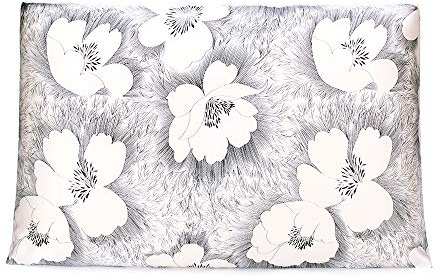 OLESILK Seidenkissenbezug 50x70 für Haar und Haut mit Weiß-Schwarz Blumen | 100% echte Maulbeerseide, sehr weich & hautfreundlich, edle Optik, verdeckter Reißverschluss, Öko-Tex, 1 Stück.