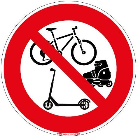 Adhésif - Interdit Aux Vélos, Trottinettes et Rollers - Diamètre 125 mm - Protection Anti-UV