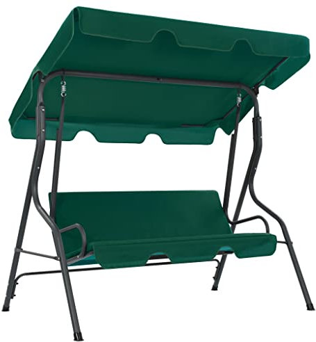 Tidyard Gartenschaukel Schaukel Schaukelstuhl Mit Daches,Hollywoodschaukel Gartenschaukel Gartenschaukel Gartenbank 170 x 110 x 153 cm,Polyestergewebe+ pulverbeschichteter Stahlrahmen,Grün