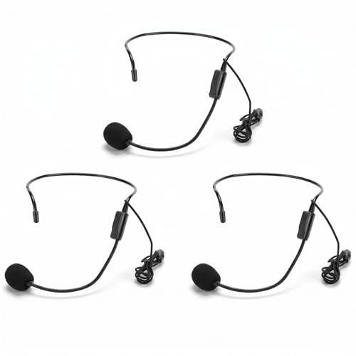Tragbarer Sprachverstärker-Lautsprecher, 3-teiliges Headset-Mikrofon mit Kopfbefestigung für Lehrer, Reiseleiter und Trainer