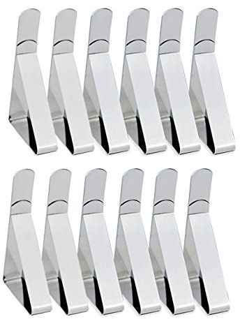 YMWALK Tischdeckenclips, 12 Stück verstellbare Tischdeckenclips Edelstahl Tischdeckenklemmen Tischdeckenhalter für Zuhause, Essen, Picknick, Party und Hochzeit