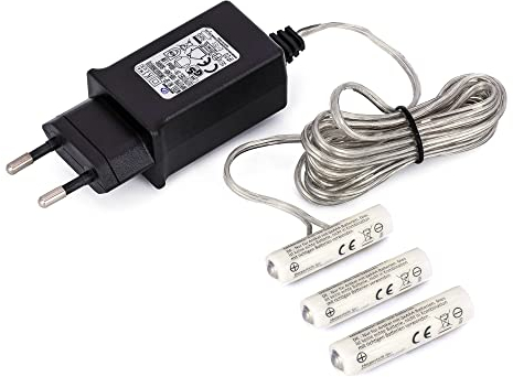 Hellum eliminateur de pile pour 3 piles AAA, adaptateur pile secteur 3xAAA avec câble transparent de 1,80m, remplacement pile par alimentation AAA 4,5V,eliminateur de pile AAA, pile secteur AAA 578379