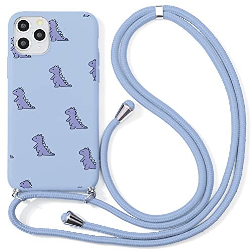 Yoedge Funda con Cuerda para Apple iPhone 7 Plus/8 Plus 5,5,Púrpura Claro TPU Silicona Mate Lindo Dibujos Animados Case con Colgante Ajustable Correa de Cordón Cárcasa para iPhone 7 Plus,Cocodrilo