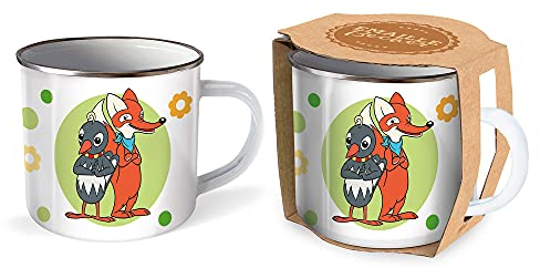 Trötsch Unser Sandmännchen Emaille Becher Tasse Fuchs und Elster: Kaffeetasse Teetasse Geschenkidee Geschenk Tasse Emaillebecher