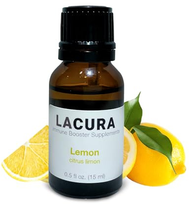 Lacura Pure Lemon Essential Oil for Diffusers - Cold Pressed Citrus Oil from Fresh Peels for Home Aromatherapy, Gut Health & Mood Support - 100% Pure Natural Wellness Oil, 15ml