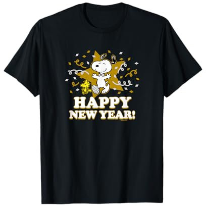 Peanuts – Snoopy und Woodstock Happy New Year Konfetti T-Shirt