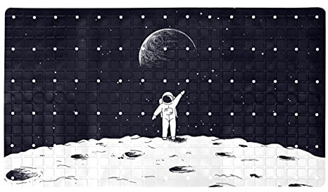 Alfombrilla antideslizante para bañera de bebé, antideslizante, con ventosas, espacio exterior, bañeras de baño, color negro